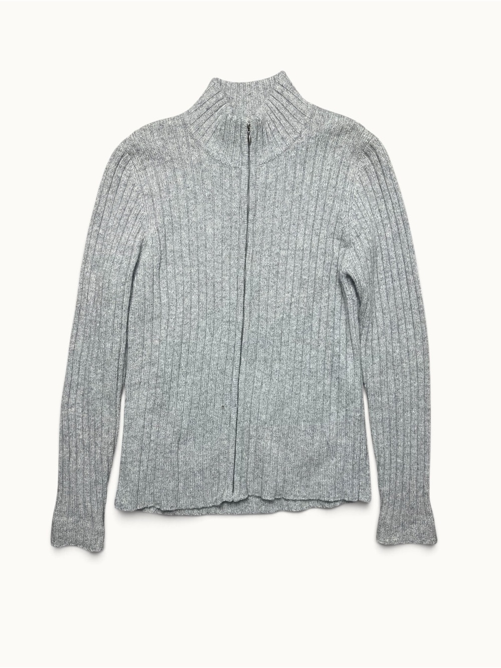 Lauren Ralph Lauren Merino Wool Cashmere Angora Full Zip Sweater Gray S